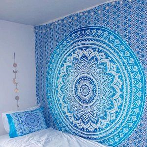 🌸 Blue bohemian wall tapestry